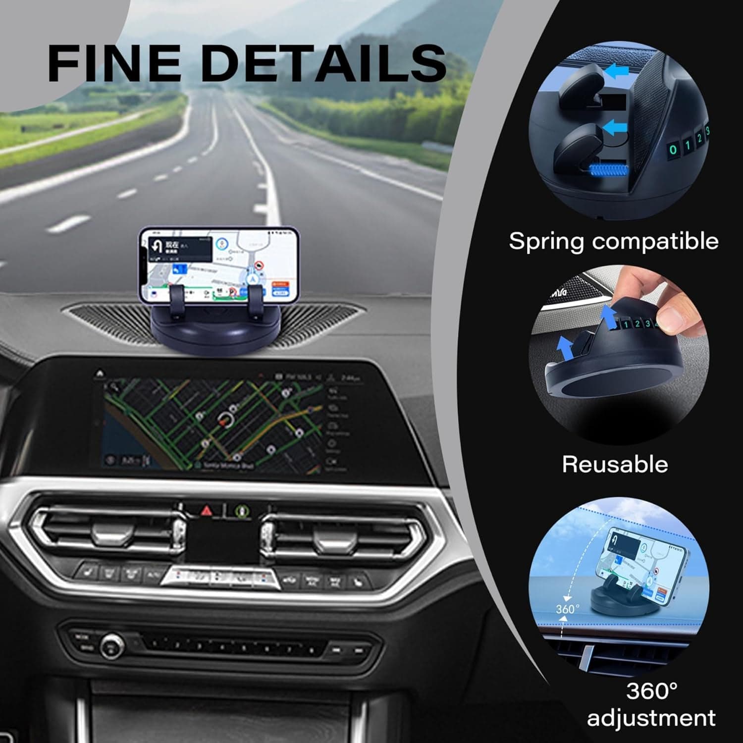 2 in 1 Car Anti-Slip Mat, Phone Holder Non Slip Sticky Phone Mount Holder (1 Set) thumbnail 8
