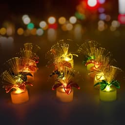 Fiber Optic Light, Mini Color Change Led Table Centerpieces, Light Up Candle, Diwali - Pack Of 12