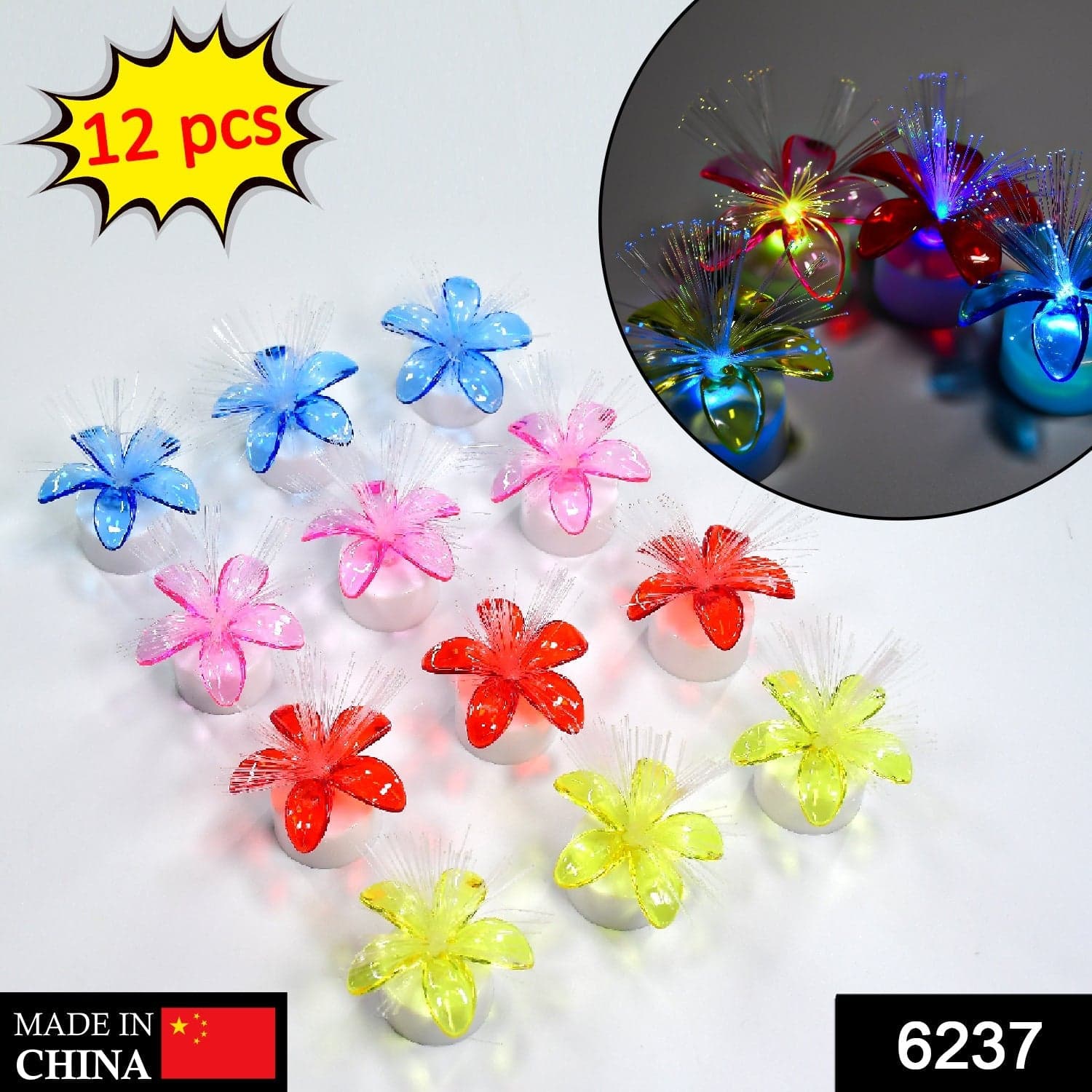 Fiber Optic Light, Mini Color Change Led Table Centerpieces, Light Up Candle, Diwali - Pack Of 12 thumbnail 10