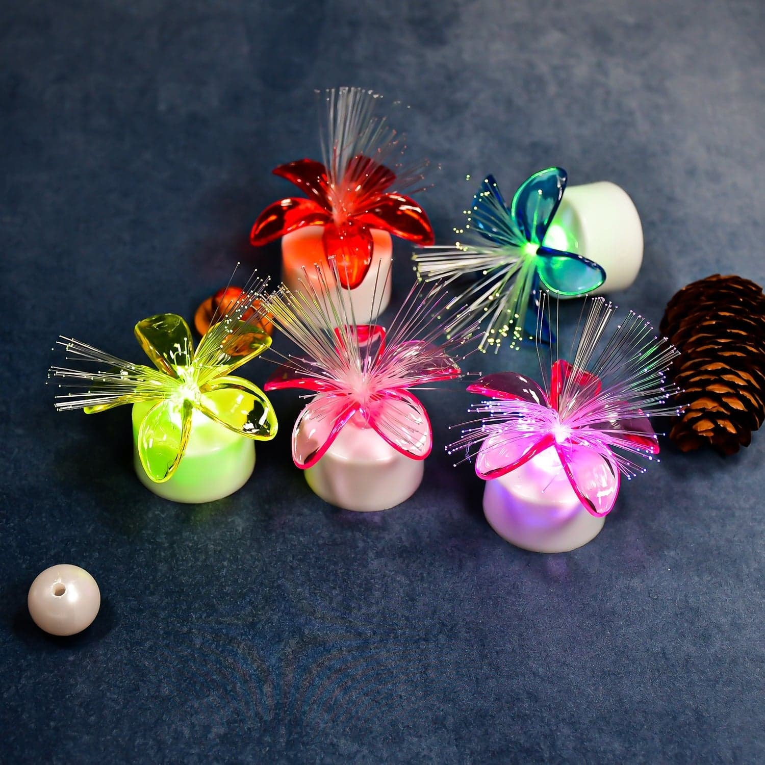 Fiber Optic Light, Mini Color Change Led Table Centerpieces, Light Up Candle, Diwali - Pack Of 12 thumbnail 13
