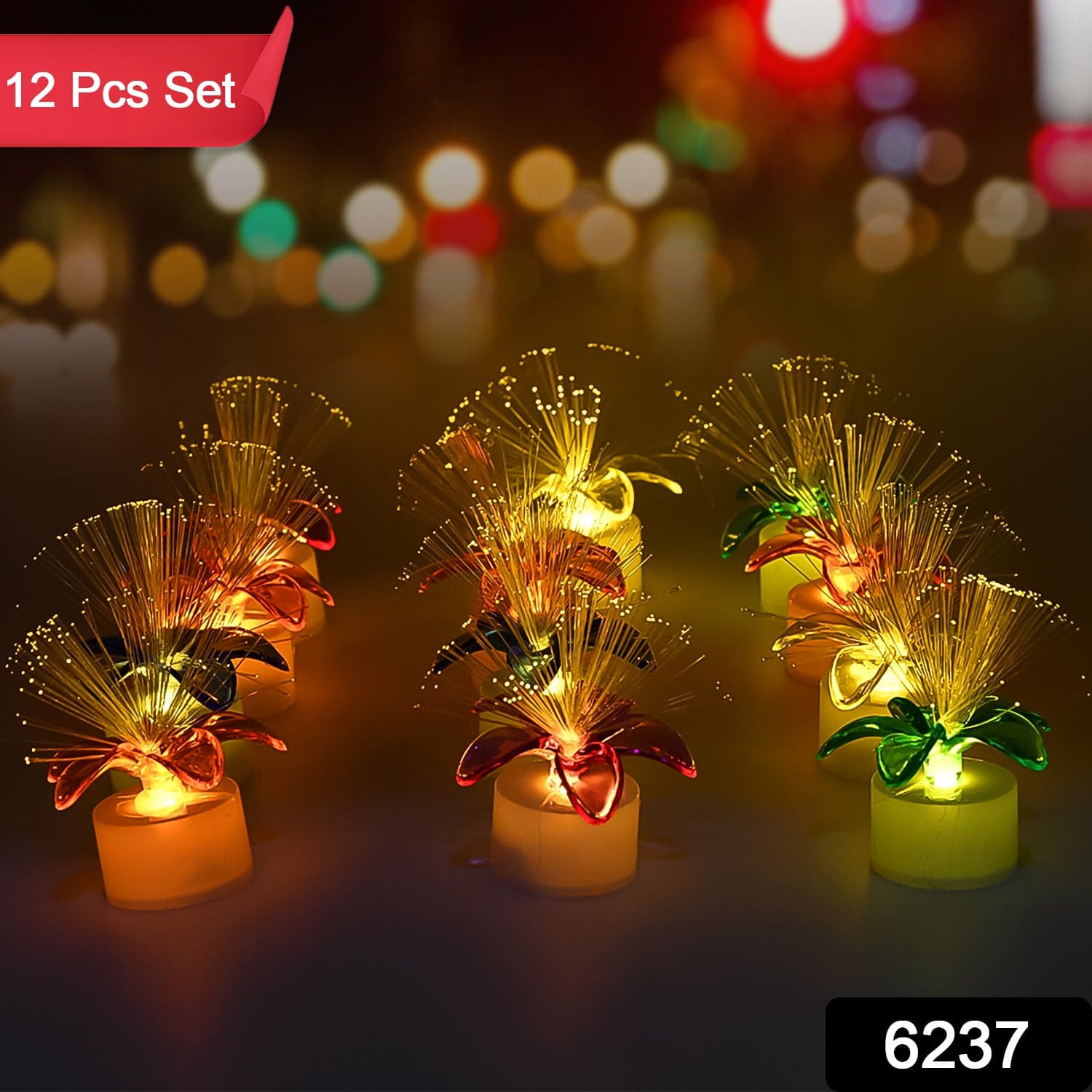 Fiber Optic Light, Mini Color Change Led Table Centerpieces, Light Up Candle, Diwali - Pack Of 12 thumbnail 2