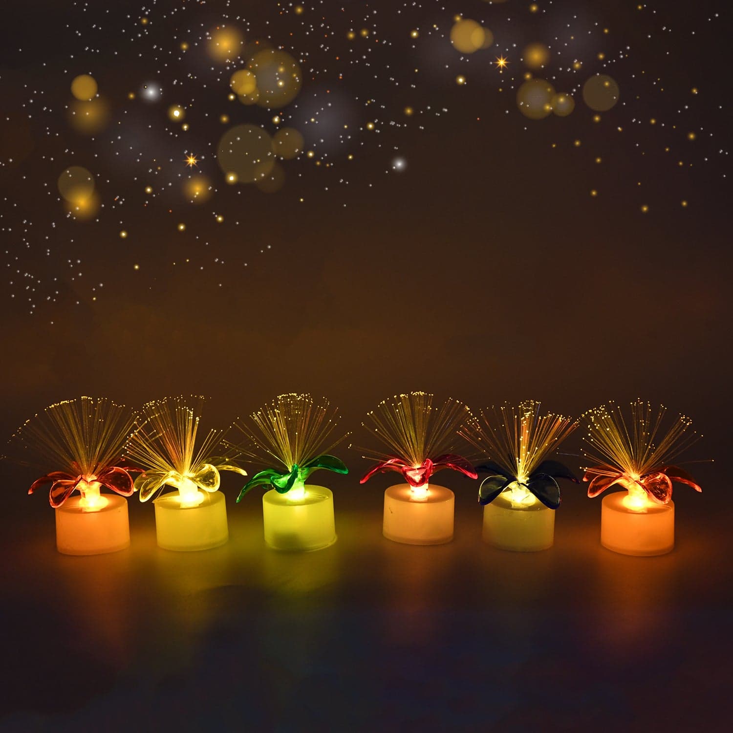 Fiber Optic Light, Mini Color Change Led Table Centerpieces, Light Up Candle, Diwali - Pack Of 12 thumbnail 4