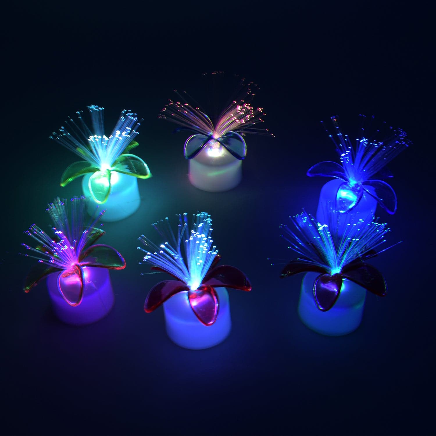 Fiber Optic Light, Mini Color Change Led Table Centerpieces, Light Up Candle, Diwali - Pack Of 6 thumbnail 1