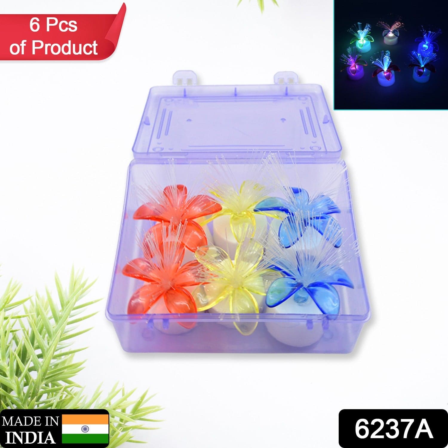Fiber Optic Light, Mini Color Change Led Table Centerpieces, Light Up Candle, Diwali - Pack Of 6 thumbnail 2