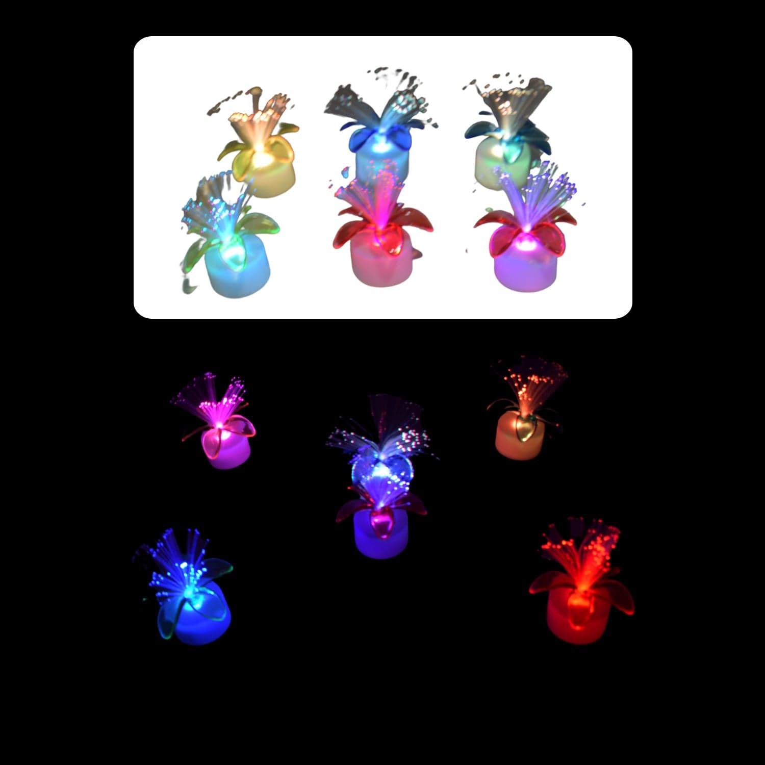 Fiber Optic Light, Mini Color Change Led Table Centerpieces, Light Up Candle, Diwali - Pack Of 6 thumbnail 5