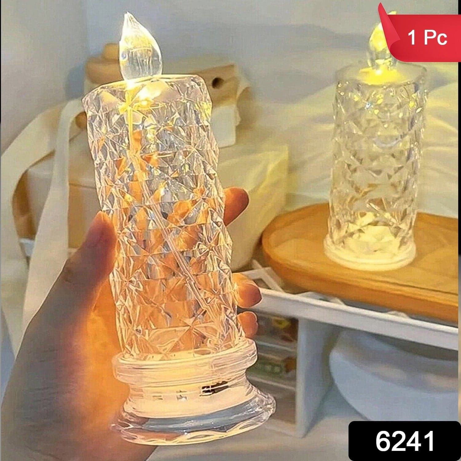 Rose Candles for Home Decoration, Crystal Candle Lights, Diwali ID-6241 thumbnail 2