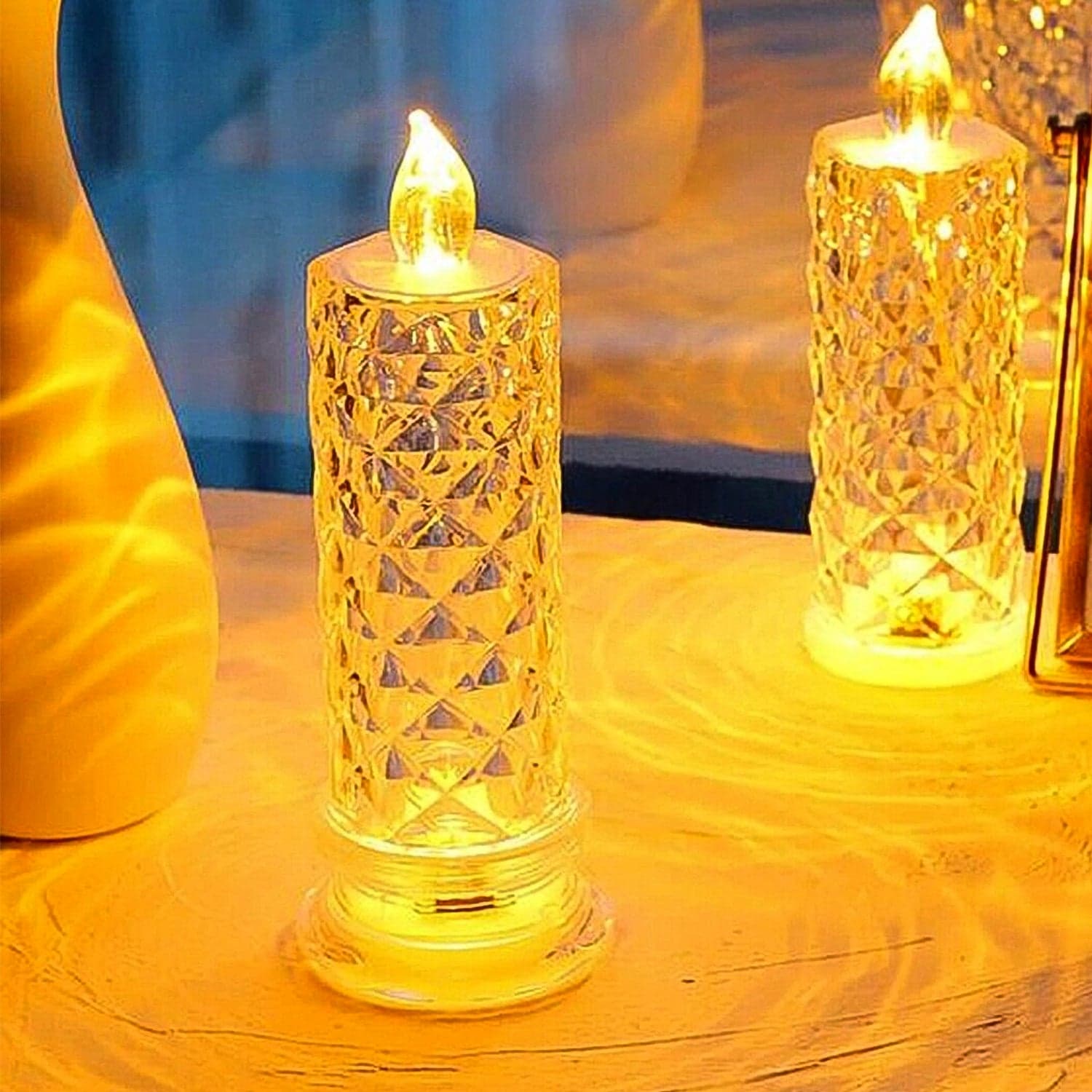 Rose Candles for Home Decoration, Crystal Candle Lights, Diwali ID-6241 thumbnail 4
