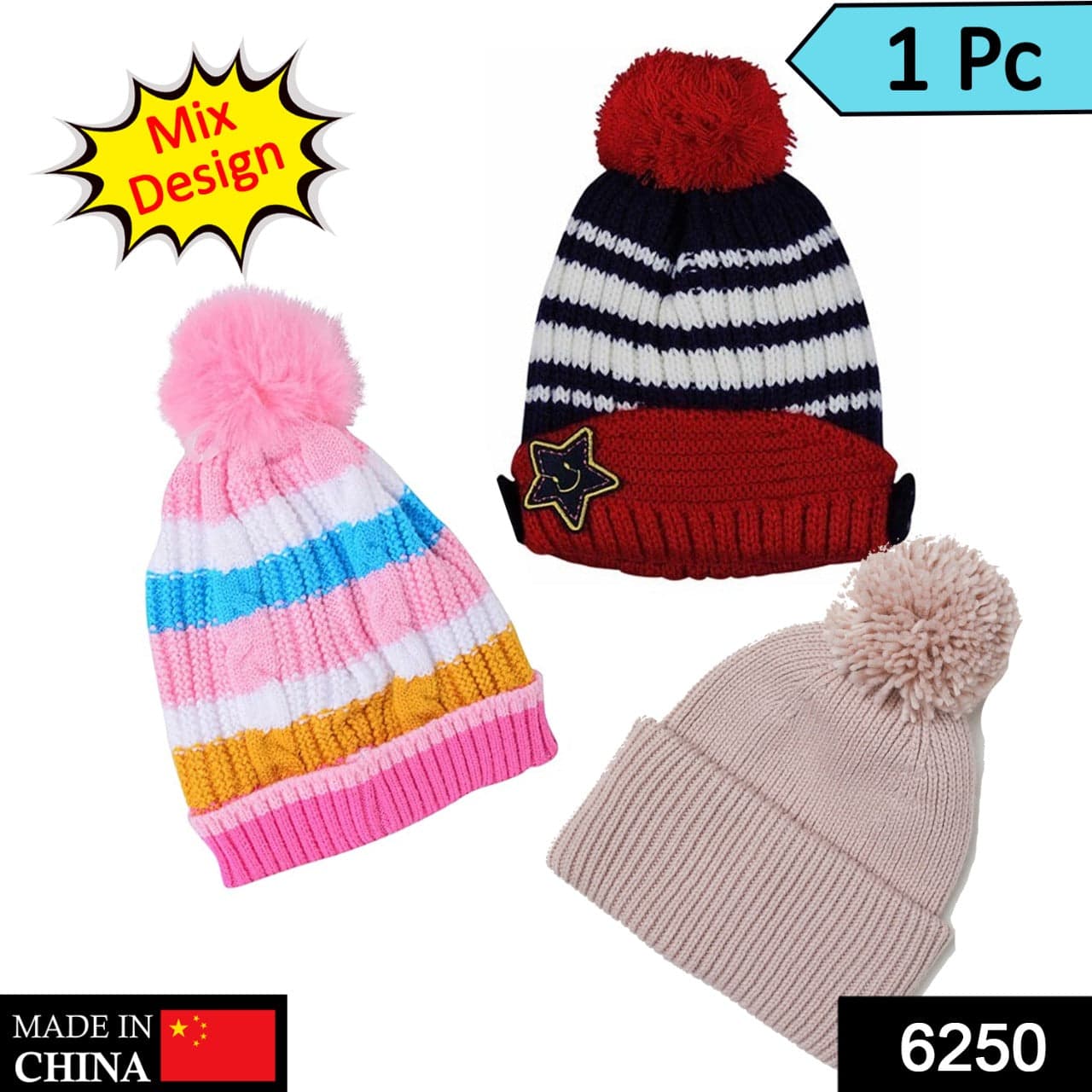 Cap for Winter Woolen Knitted Black Inside Fur Caps thumbnail 2