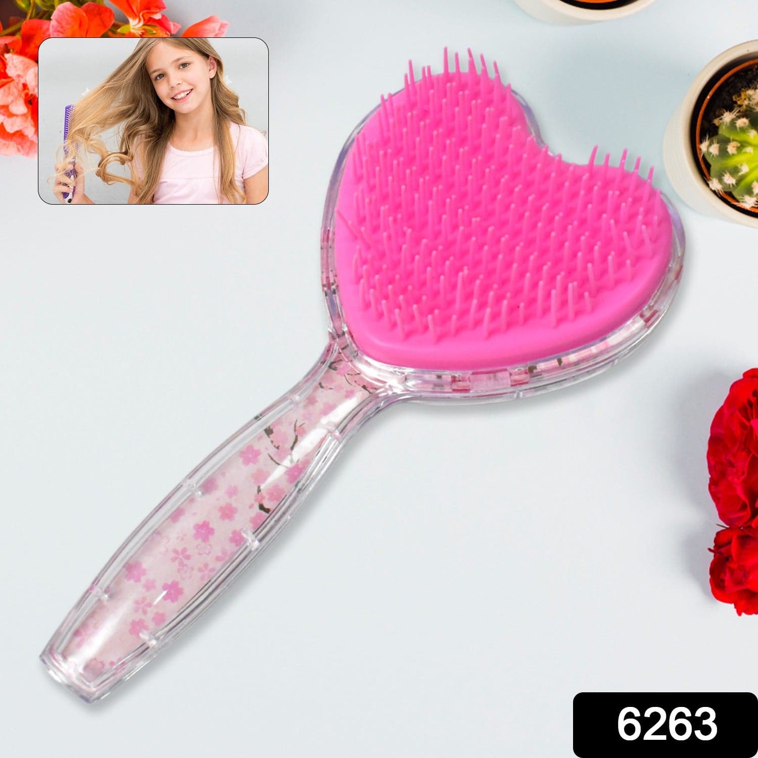 Heart Shape Hair Brush Massage Shower Comb (1 Pc), Hair accessories thumbnail 2