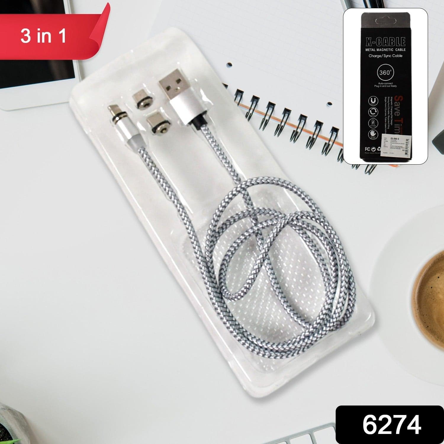3 in 1 Magnetic Multi Charging Cable (1 Pc) thumbnail 2
