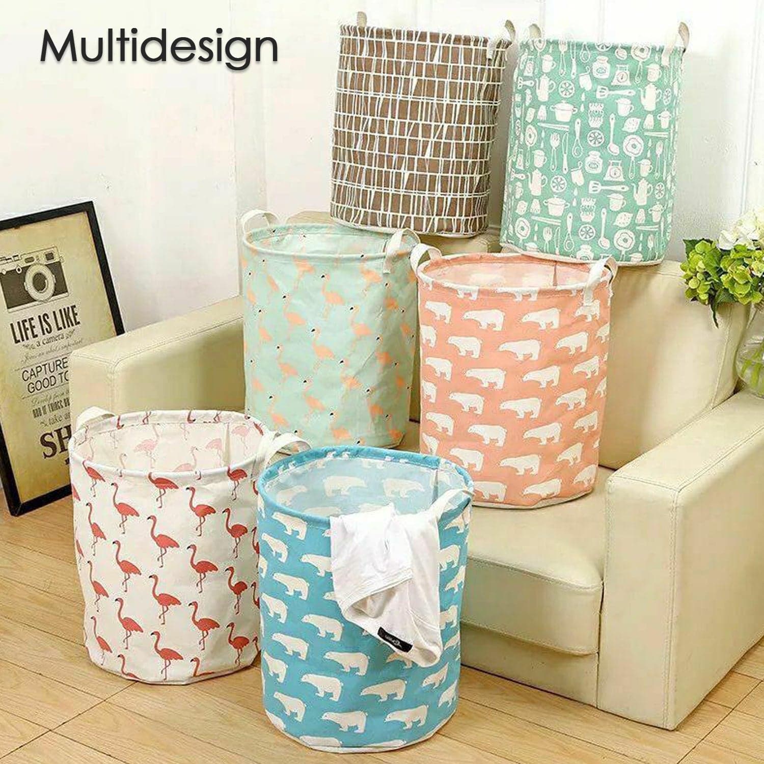 Durable and Collapsible Laundry storage Bag with Handles Clothes & Toys Storage Foldable Laundry Bag for Dirty Clothes. thumbnail 8