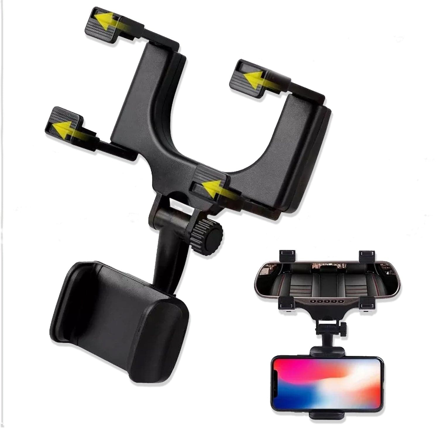 Rear View Mobile Holder Universal Vehicle Rear View Mirror Mobile phone Mount Stand thumbnail 3