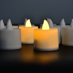 Festival Decorative - LED Yellow Tealight Candles (White, 10 Pcs) With Container, Diwali