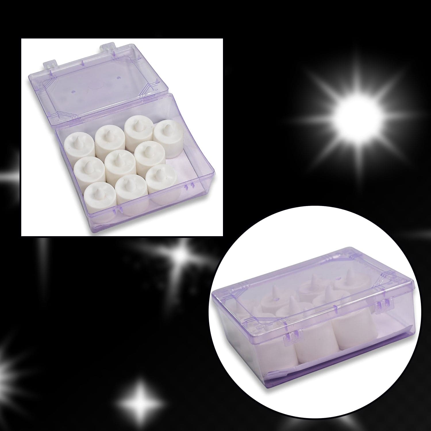 Festival Decorative - LED Yellow Tealight Candles (White, 10 Pcs) With Container, Diwali thumbnail 3