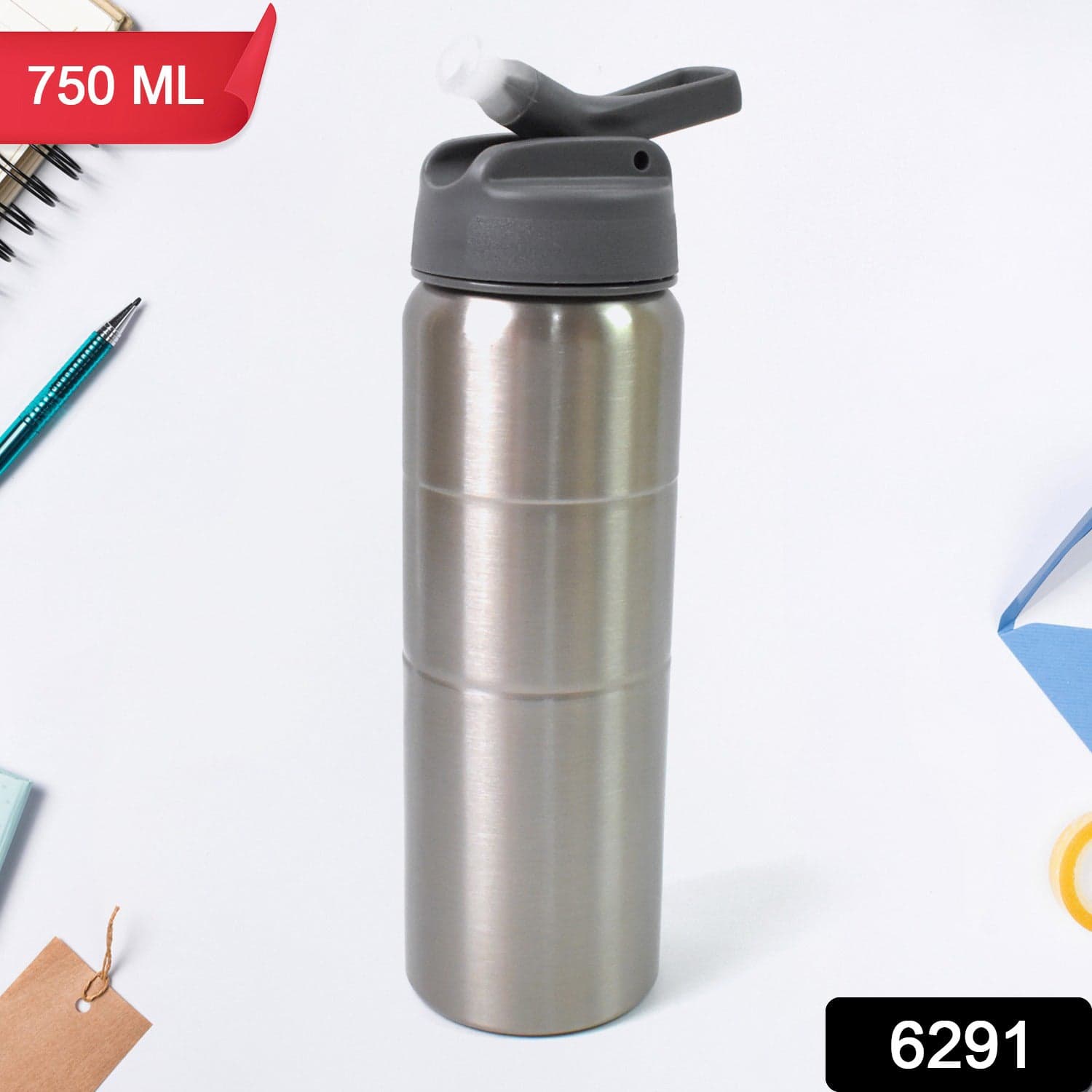 Steel Water Bottle | Fridge Water Bottle with straw (750ML) thumbnail 2