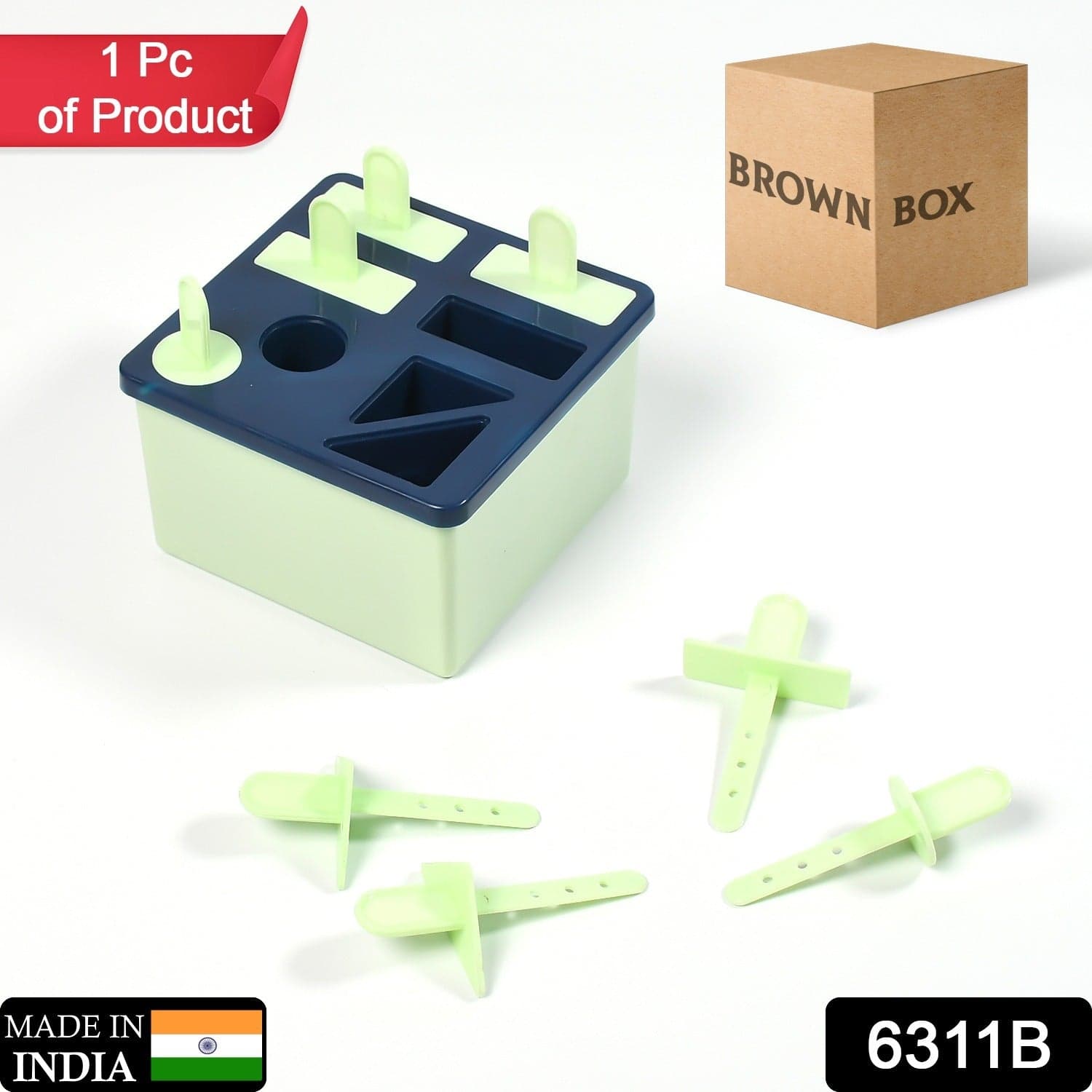 Plastic Kulfi Mold 8 Pcs Tray Ice Cream Mold Reusable Frozen (Brown Box) thumbnail 2