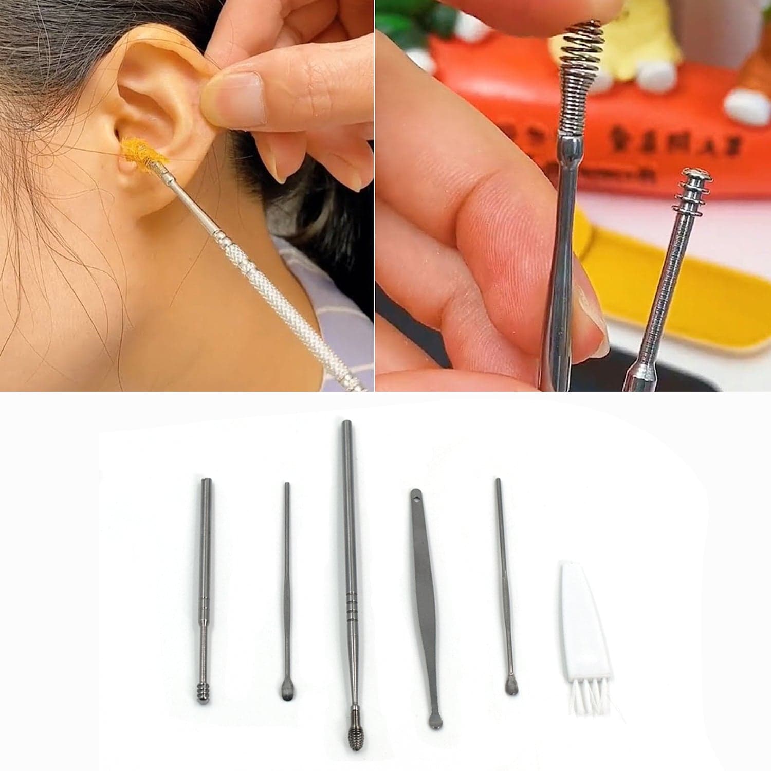6Pcs Earwax Removal Kit | Ear Cleansing Tool Set | Ear Curette Ear Wax Remover Tool thumbnail 5