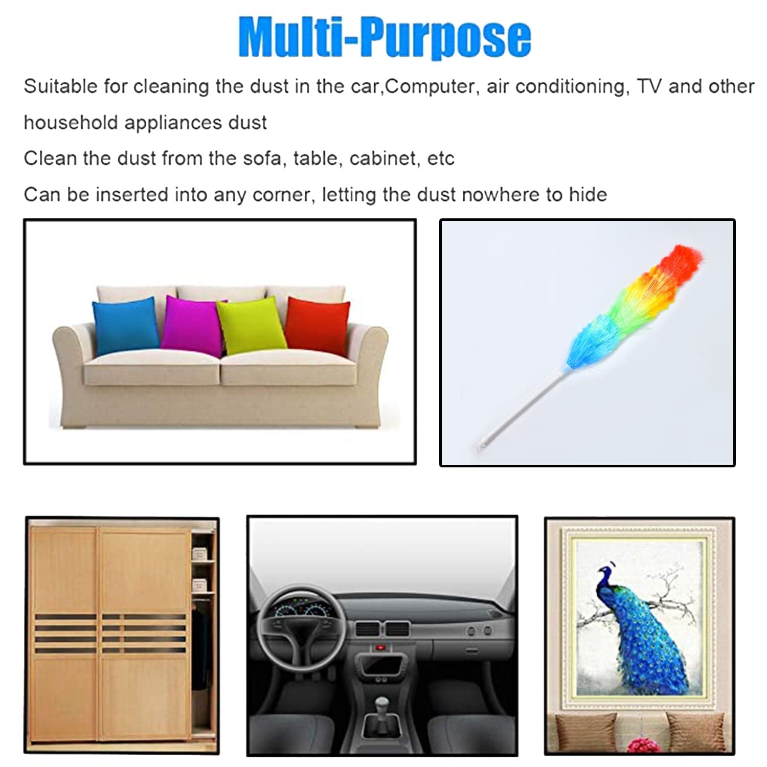 Colorful Feather Duster | Microfiber Duster for Cleaning | Dusting Stick | Dusting Brush thumbnail 6