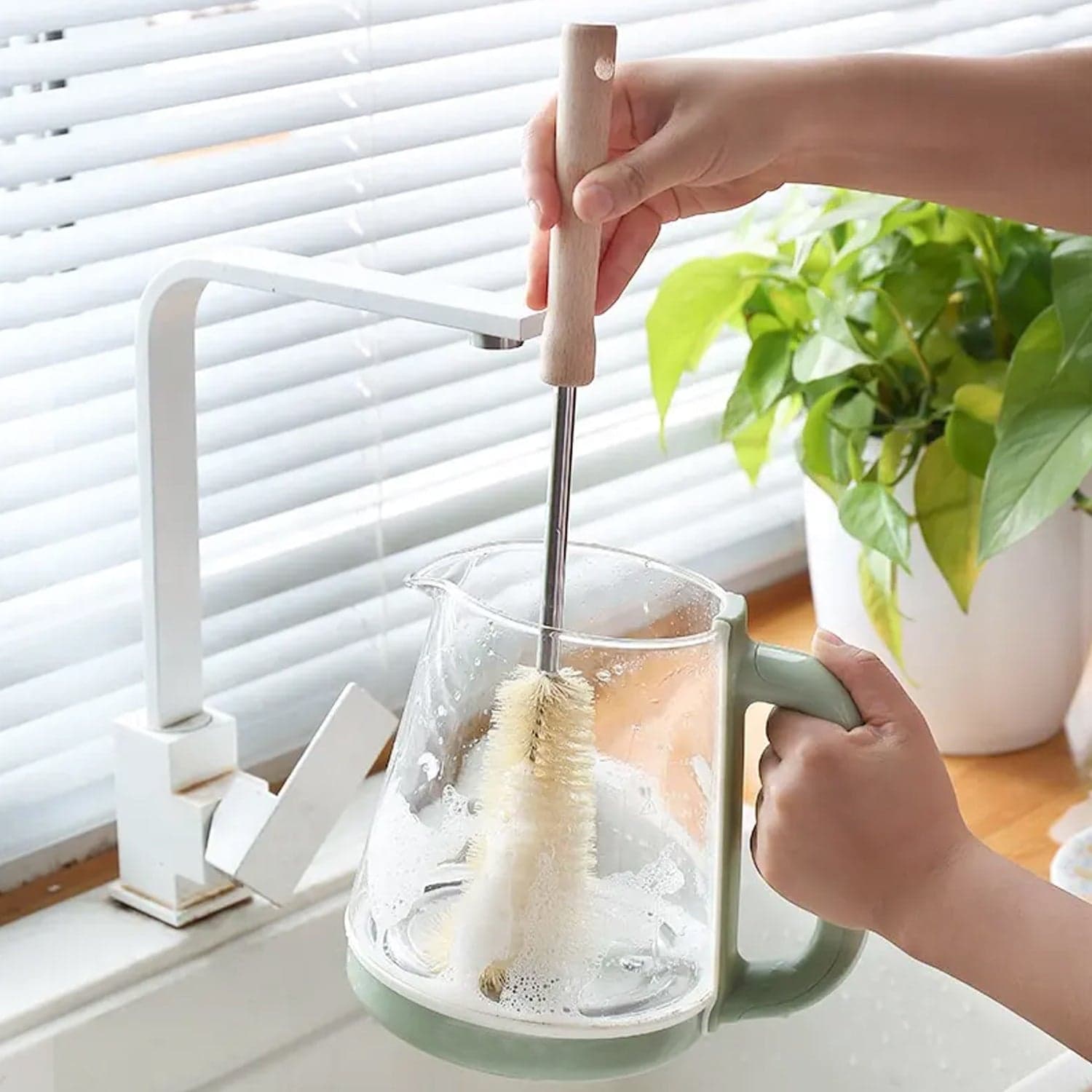 Bottle Brush With Curved Head Long Handle Washing Brush For Baby Bottles Jugs For Teapots thumbnail 1