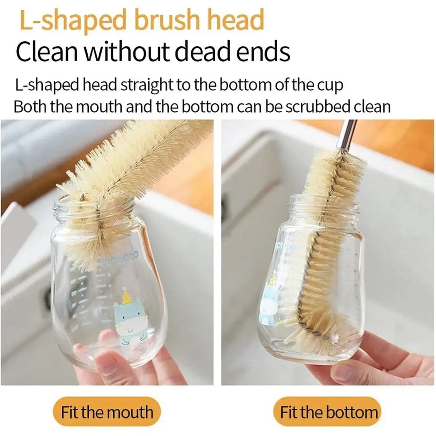 Bottle Brush With Curved Head Long Handle Washing Brush For Baby Bottles Jugs For Teapots thumbnail 4