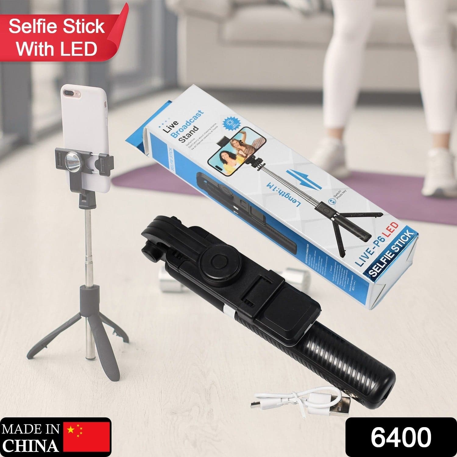 Bluetooth Selfie Stick, Portable Phone Tripod Stand for Mobile. thumbnail 2
