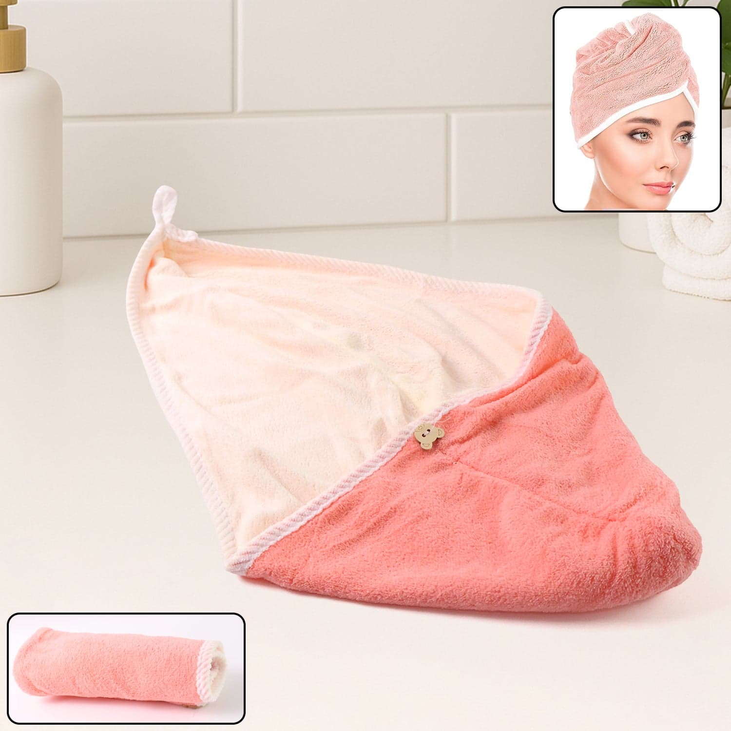 Hair Drying Magic Hair Cap Towel Wrap for Women Bath Towels (1 pc), Hair accessories thumbnail 1