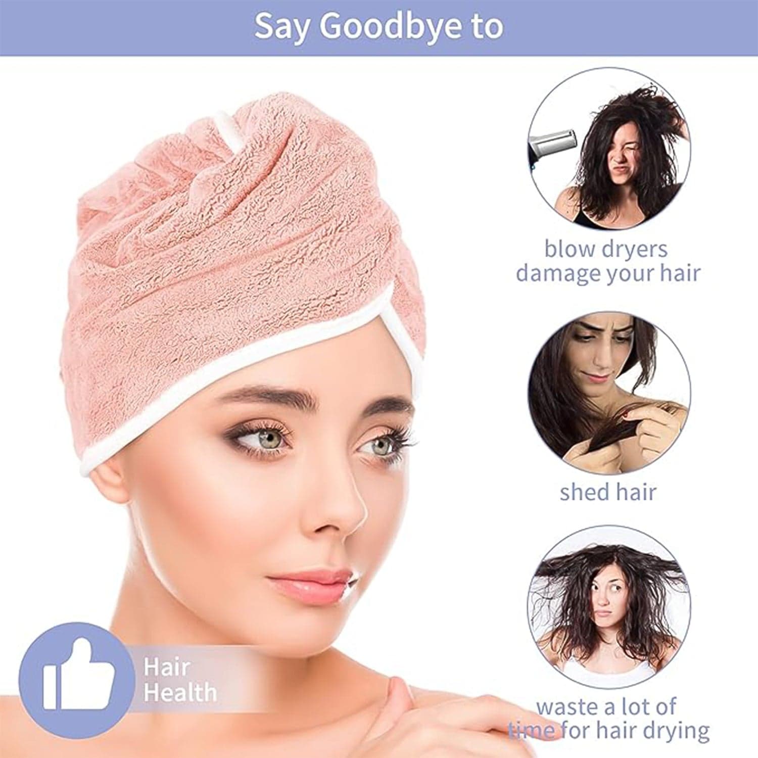 Hair Drying Magic Hair Cap Towel Wrap for Women Bath Towels (1 pc), Hair accessories thumbnail 9