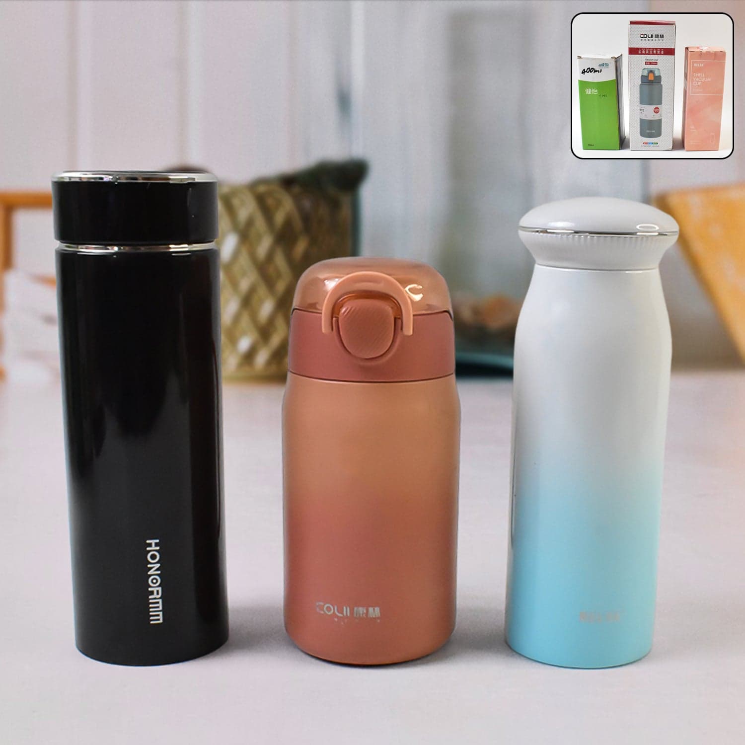 Stainless Steel Vacuum Water Bottle 400Ml 1 Pc thumbnail 3