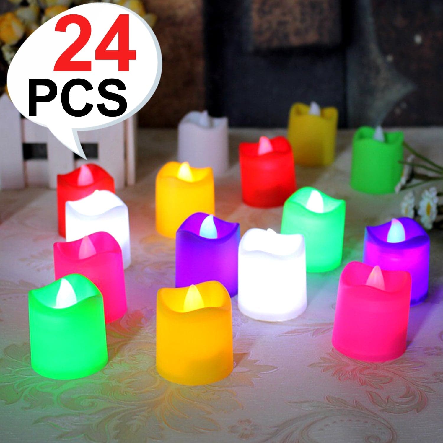 Festive Lighting for Any Occasion: 24 Pack LED Tealight Candles, Diwali (Multicolor) thumbnail 7