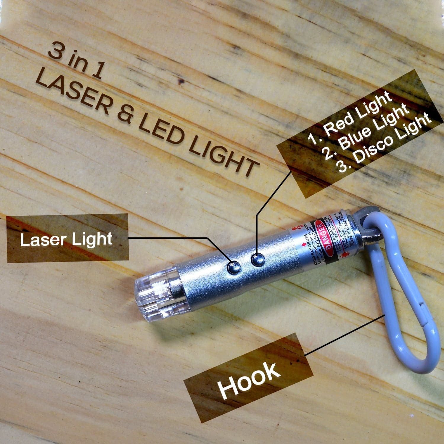 3 in1 Laser Light, LED Flashlight + Torch Keychain + Laser Pointer thumbnail 4