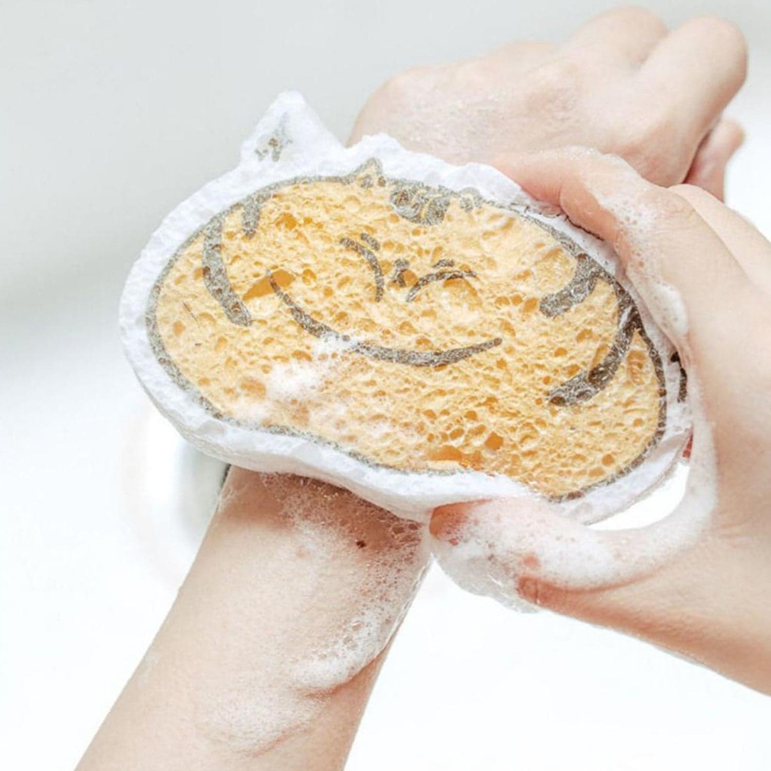 Compressed Wood Pulp Sponge. Creative Cartoon Design Scouring Pad Dishwashing Absorbing Pad. Kitchen Cleaning Tool. thumbnail 1