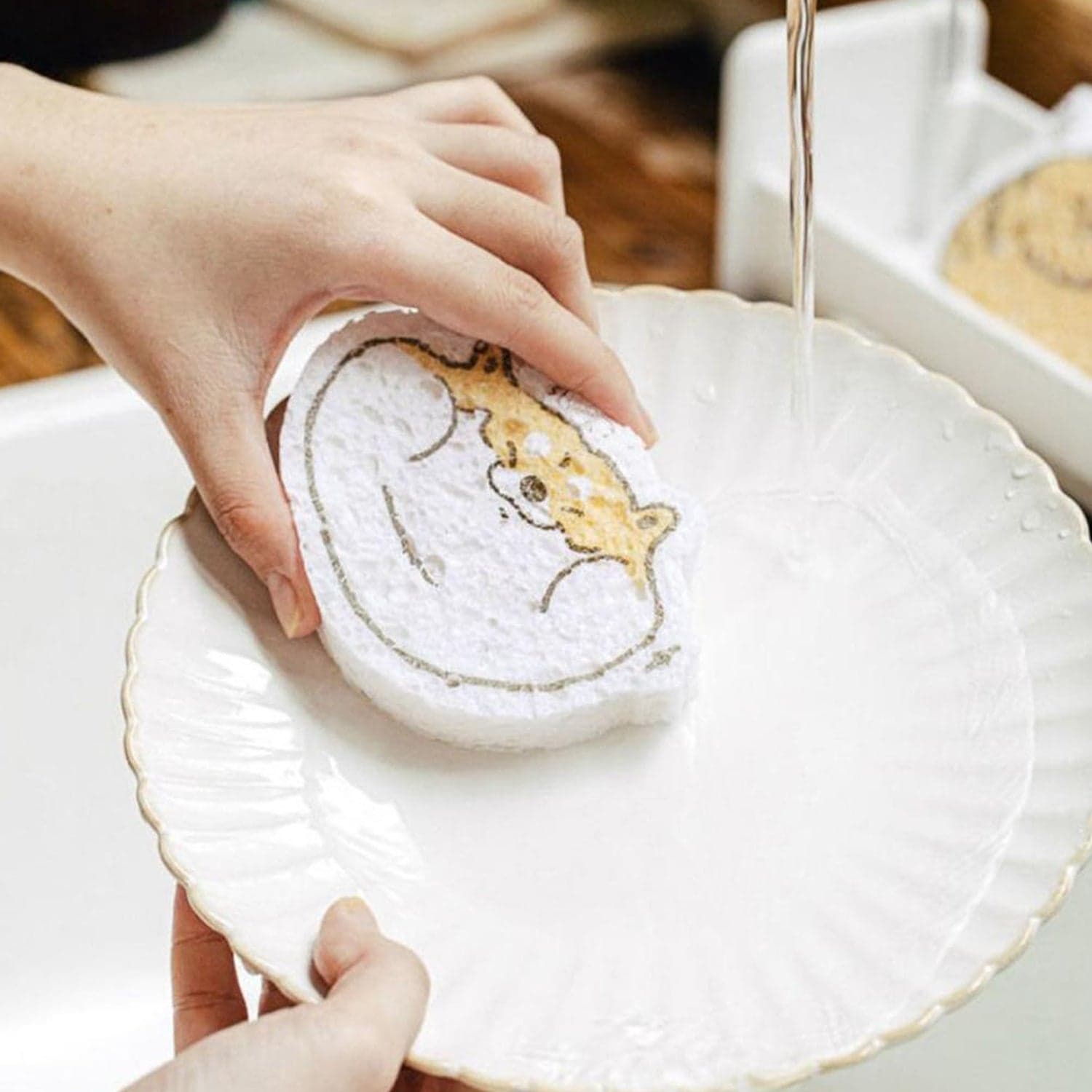 Compressed Wood Pulp Sponge. Creative Cartoon Design Scouring Pad Dishwashing Absorbing Pad. Kitchen Cleaning Tool. thumbnail 9