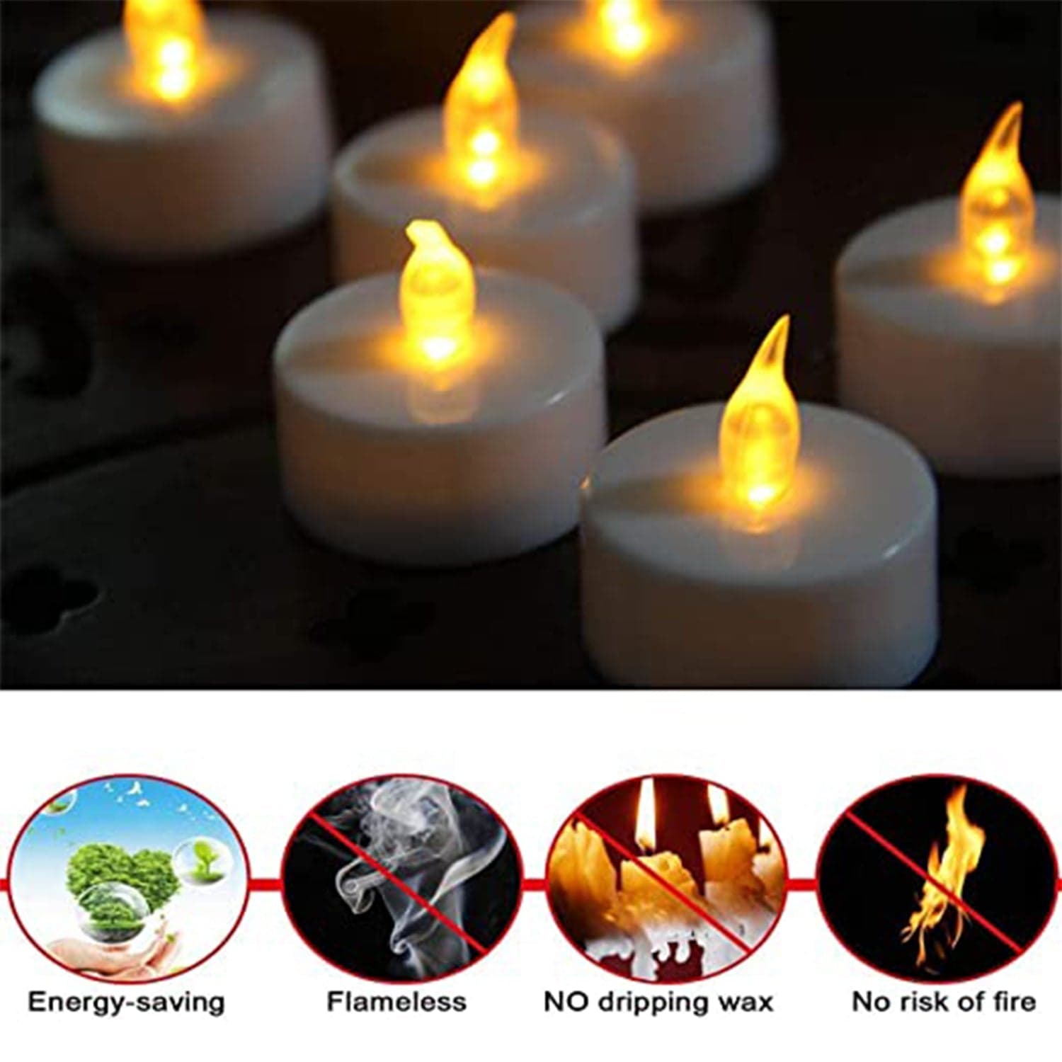 8-Piece Battery Operated Flameless Floating Candles In Transparent Box Of Decorative Wedding Tea Lights thumbnail 7