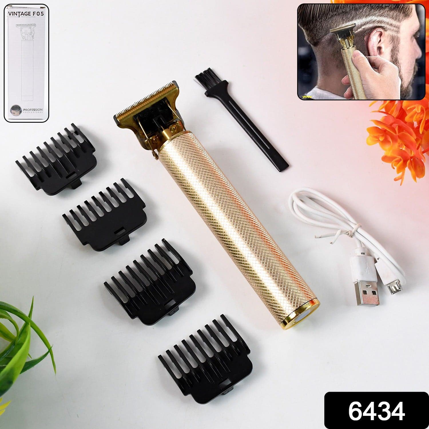 Men'S Hair Trimmer & Beard Clipper With 4 Adjustable Blades & Cleaning Brush thumbnail 2