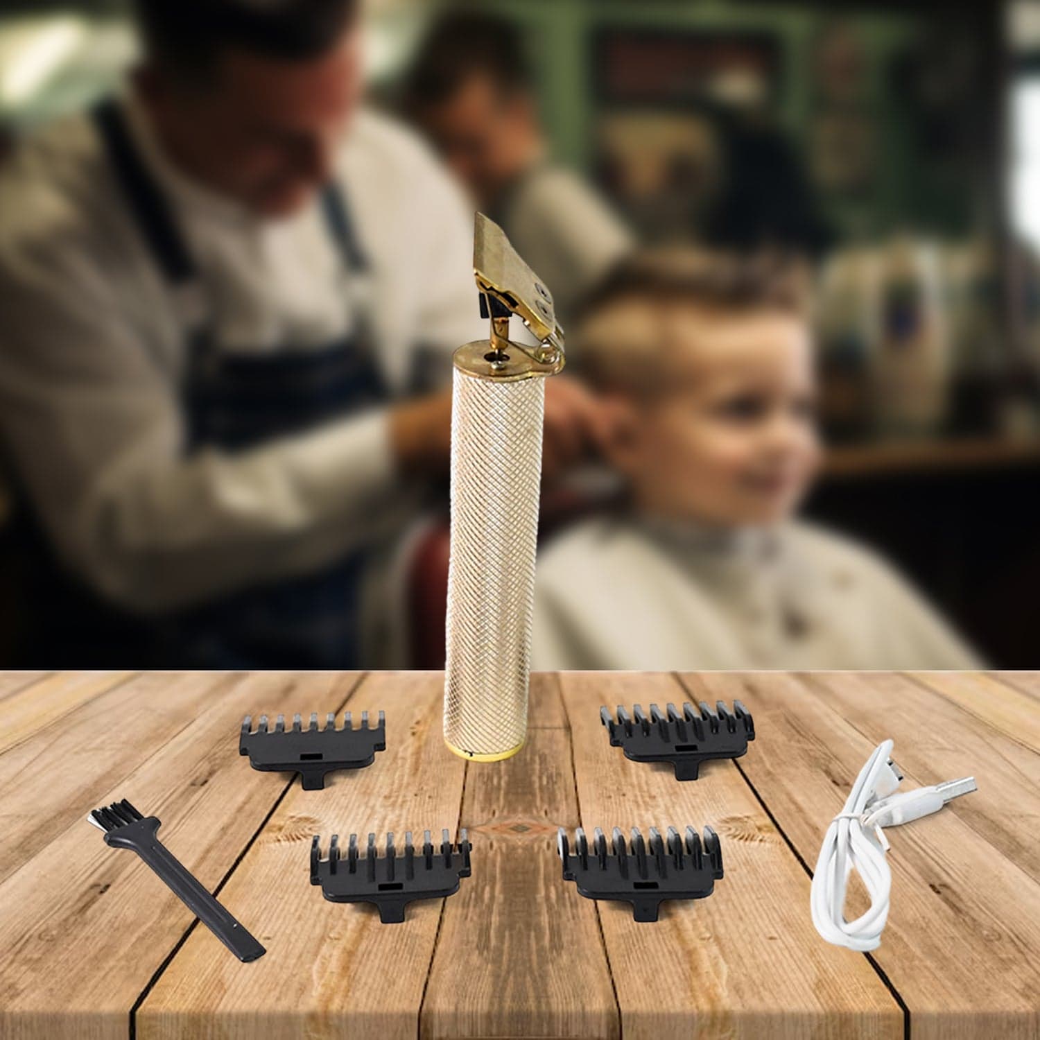 Men'S Hair Trimmer & Beard Clipper With 4 Adjustable Blades & Cleaning Brush thumbnail 6