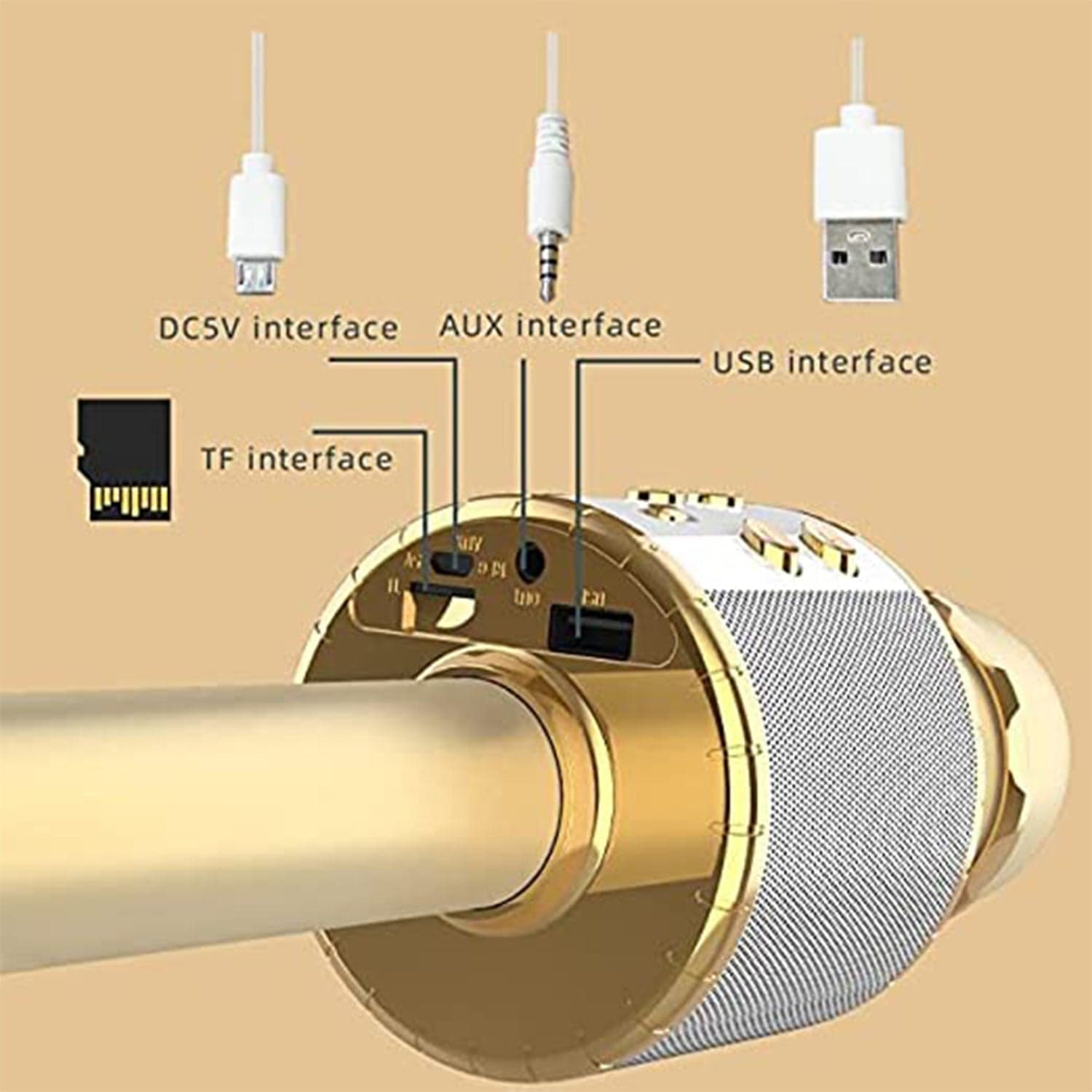 Wireless Bluetooth Recording Condenser Handheld Microphone Bluetooth Speaker Audio Recording Karaoke with Mic (Multicolor 1 Pc) thumbnail 5