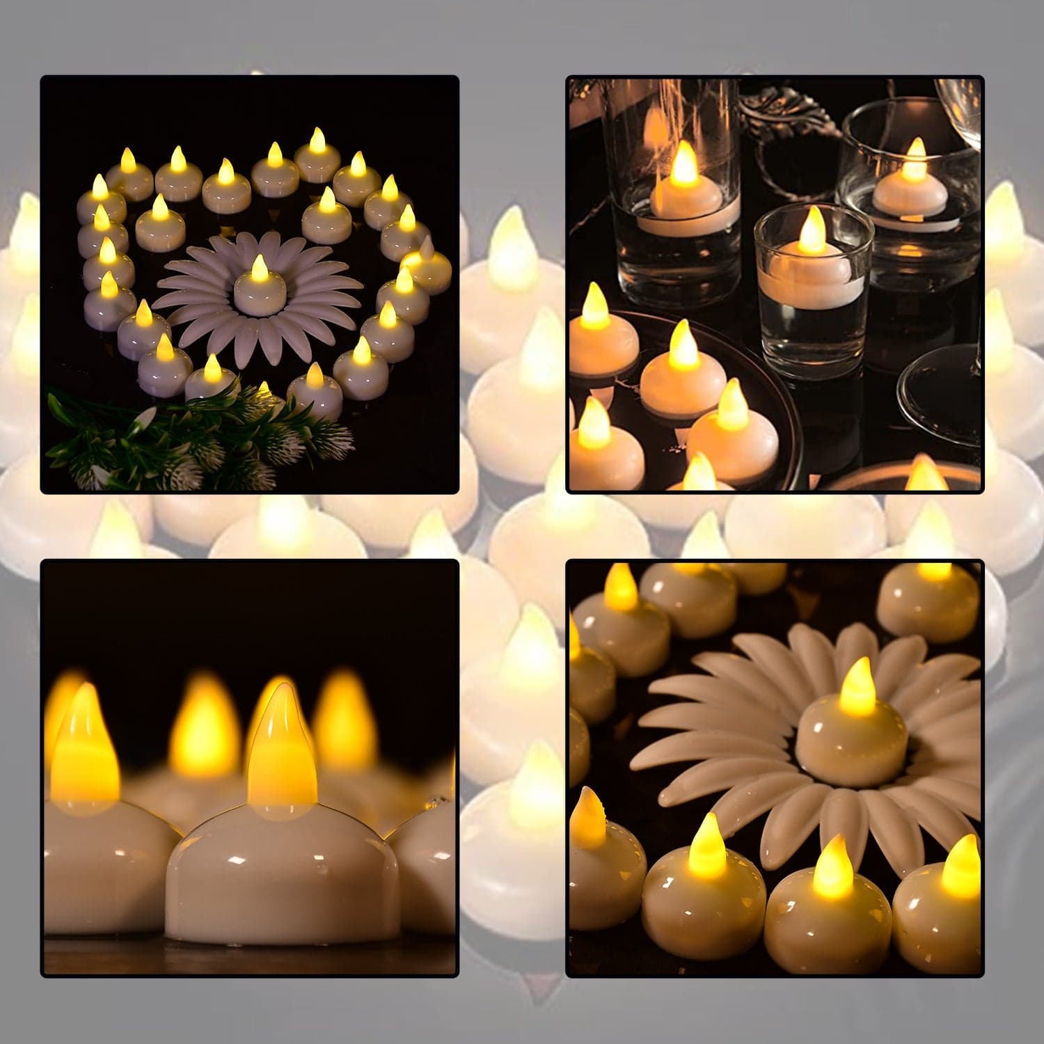 Set Of 12 Flameless Floating Candles Battery Operated Tea Lights Tealight Candle - Decorative ID-6439 thumbnail 4