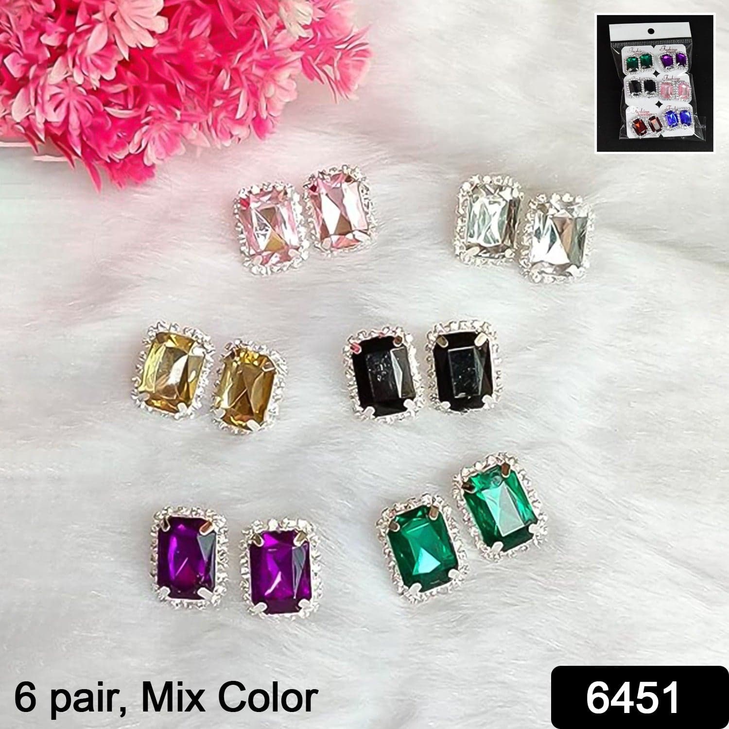 Diamond Jewellery Interchangeable Triangular Shaped Earrings (6 Pari / Mix Color & Design) thumbnail 2