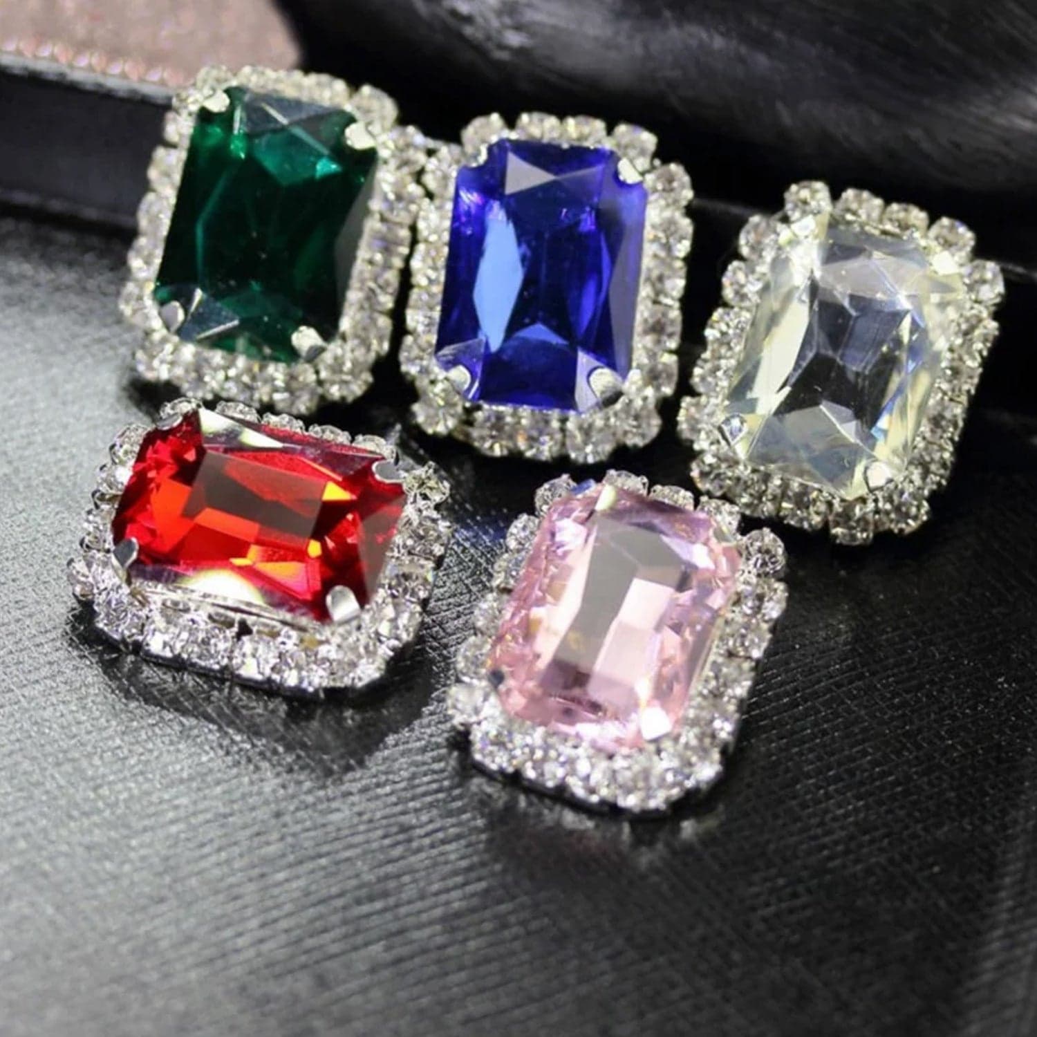 Diamond Jewellery Interchangeable Triangular Shaped Earrings (6 Pari / Mix Color & Design) thumbnail 4