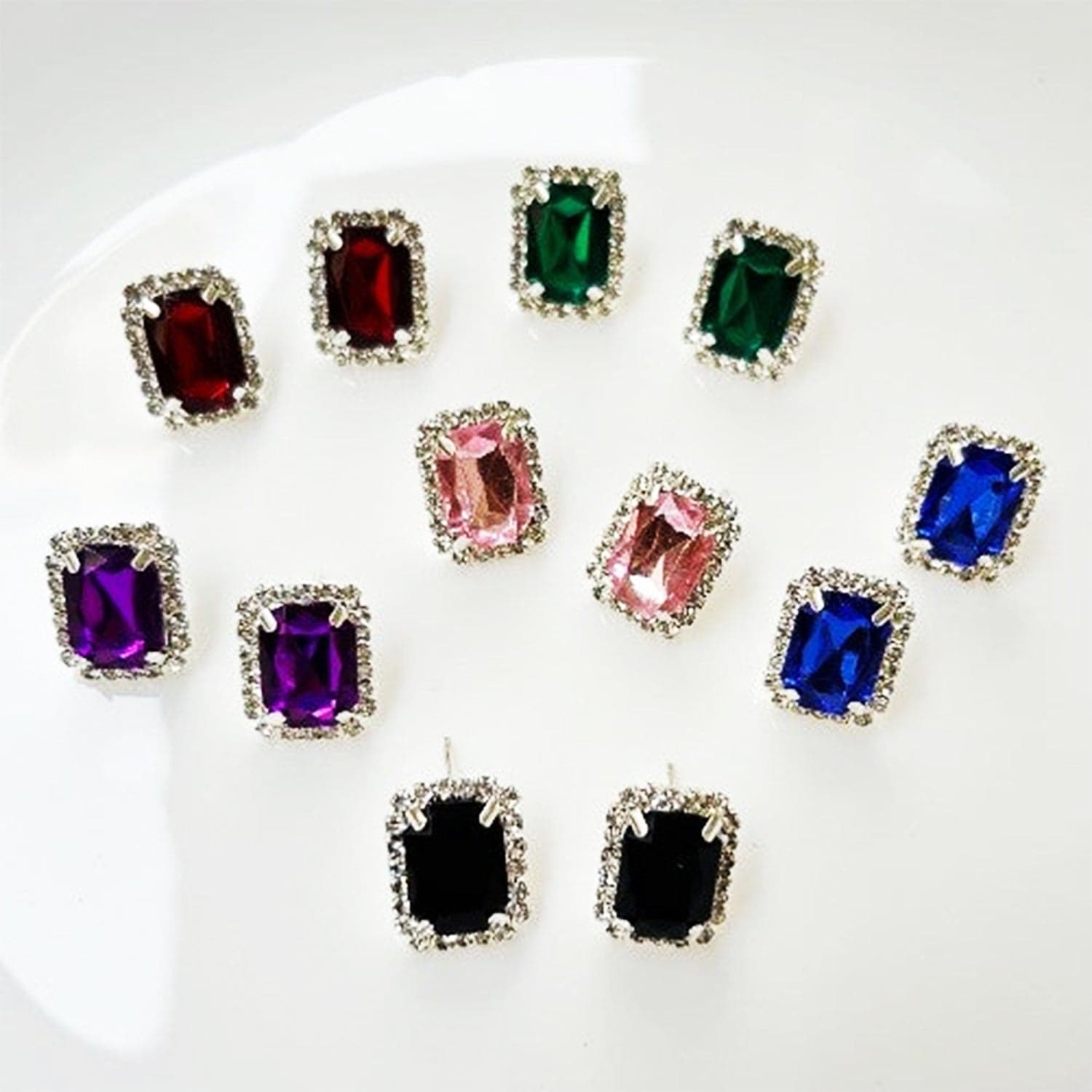 Diamond Jewellery Interchangeable Triangular Shaped Earrings (6 Pari / Mix Color & Design) thumbnail 5