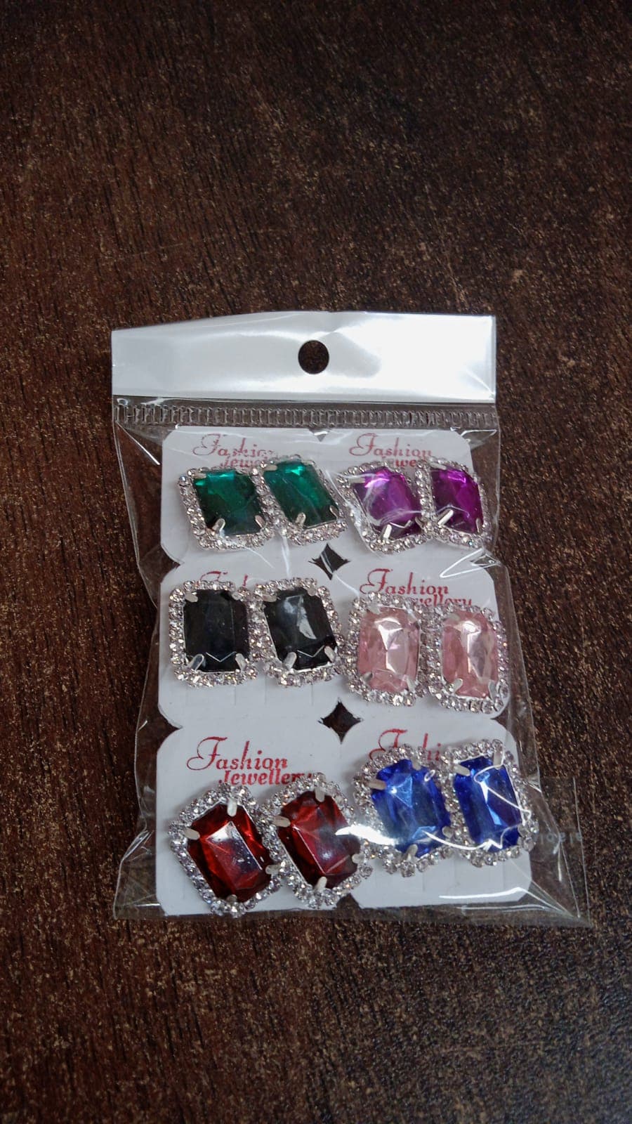 Diamond Jewellery Interchangeable Triangular Shaped Earrings (6 Pari / Mix Color & Design) thumbnail 7
