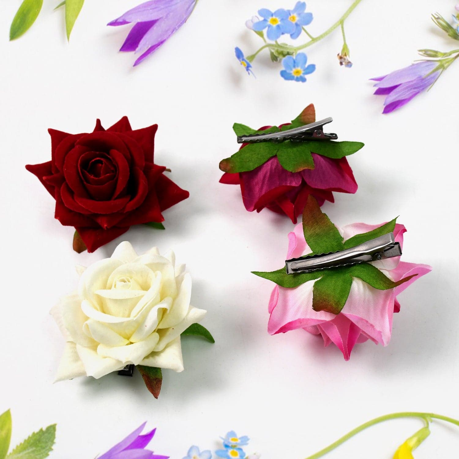 Colourful Flowing Flower Hair Pin (4 Pcs Set / Mix Color) thumbnail 4