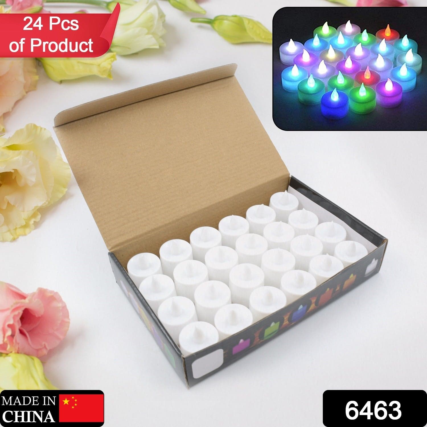 Multicolor LED Tealights Candles (24 Pack): Festive Decorations, Diwali thumbnail 2