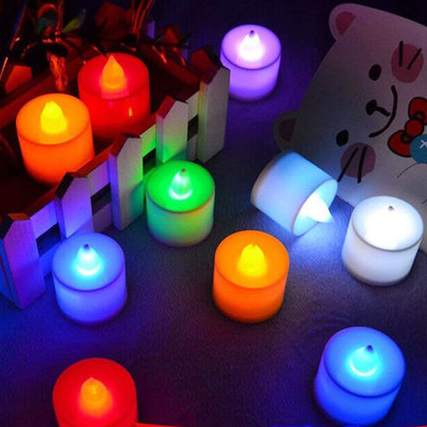 Multicolor LED Tealights Candles (24 Pack): Festive Decorations, Diwali thumbnail 4