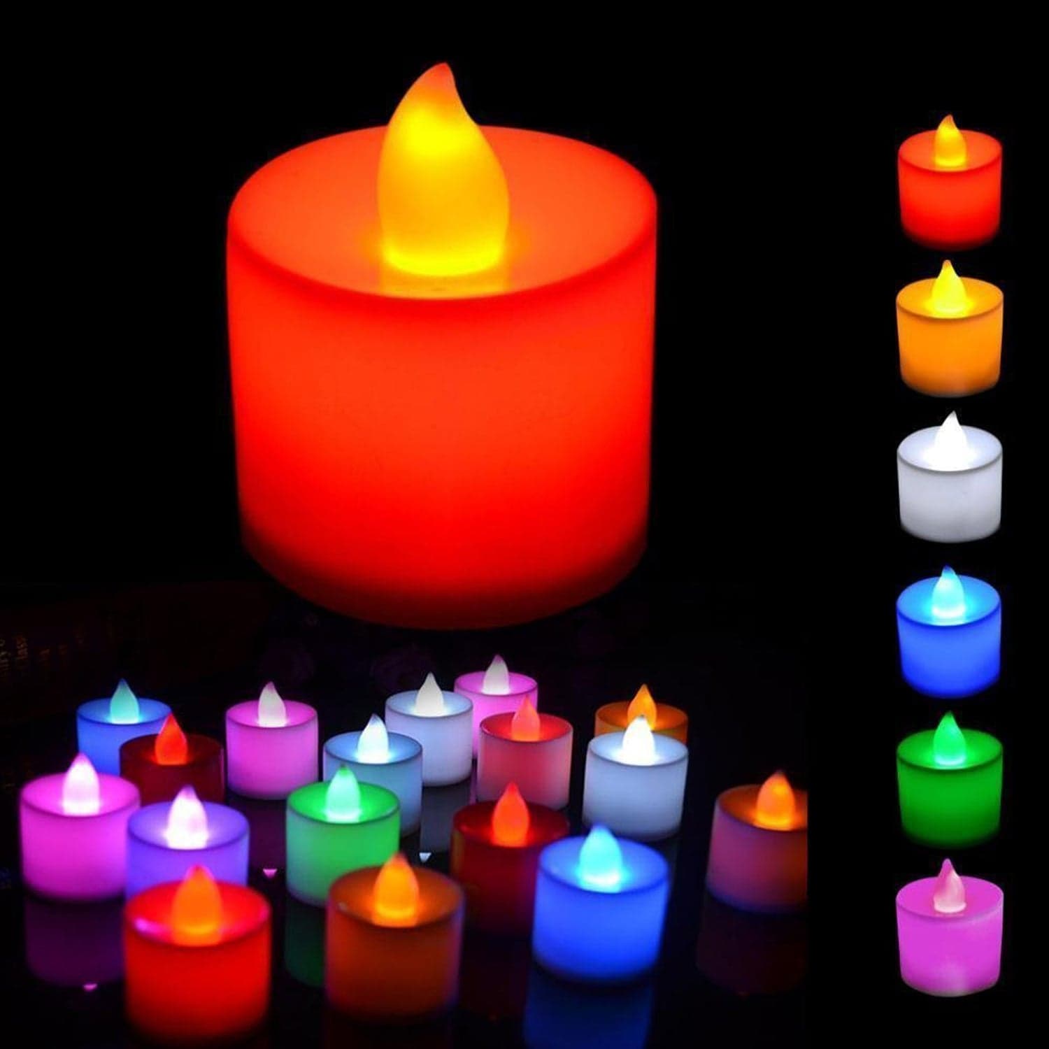 Multicolor LED Tealights Candles (24 Pack): Festive Decorations, Diwali thumbnail 5