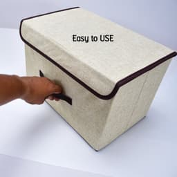 Foldable Cotton Linen Storage Box of Multi-Room Organizer with Lid & Handles