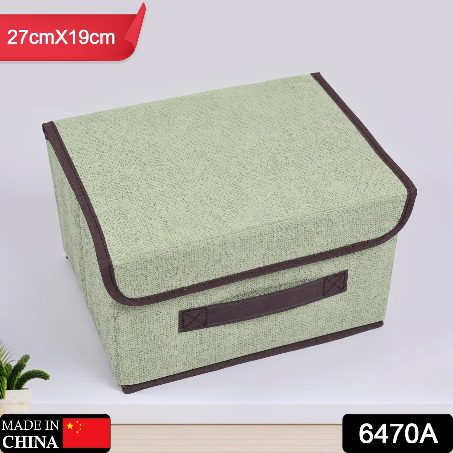 Foldable Cotton Linen Storage Box of Multi-Room Organizer with Lid & Handles thumbnail 2