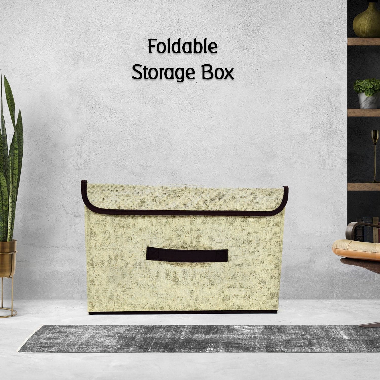 Foldable Cotton Linen Storage Box of Multi-Room Organizer with Lid & Handles thumbnail 3
