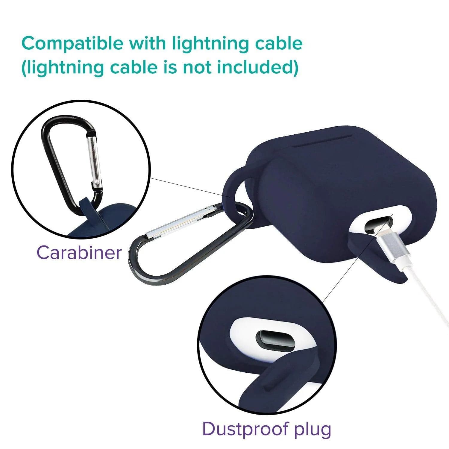 Silicone Shockproof Protection Wireless Headphones Carrying Box Cover with Metal Keychain thumbnail 7