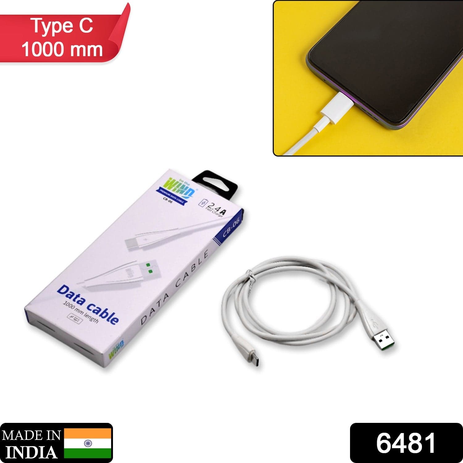 Type C data cable with 2.4Amp Rapid Charging (1000mm) thumbnail 2